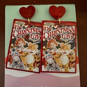 The Christmas Toy Muppet Earrings with Red Heart